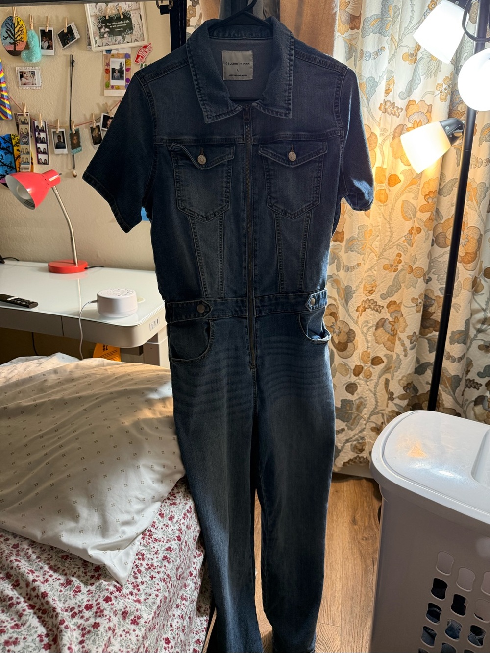 Celebrity Pink Dark Wash Denim Jumpsuit